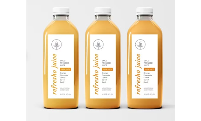 Gig Preview - Do fresh juice bottle product logo and label design