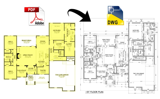 Gig Preview - Convert pdf, image or sketch drawing to auto cad 2d drawings