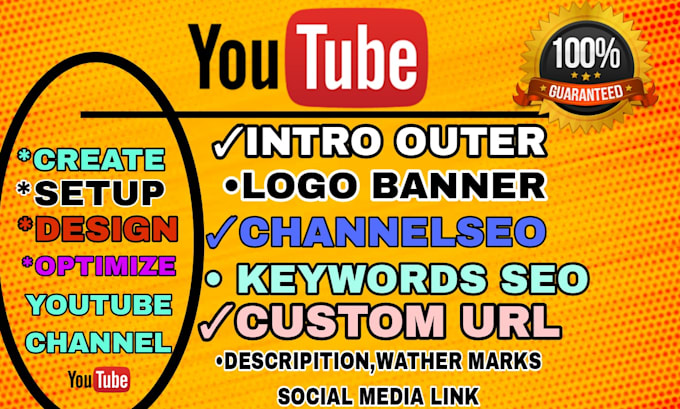 Bestseller - create youtube channel with logo banner intro  SEO  and grow