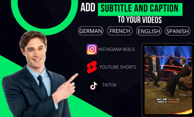 Gig Preview - Add subtitles or captions in youtube shorts,instagram reels and tiktok video