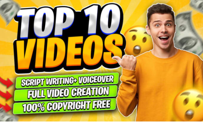 Gig Preview - Create trending top 10, top 5 or cash cow videos for youtube