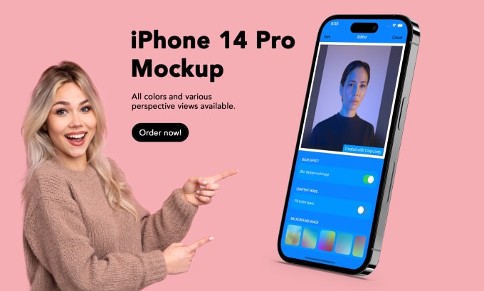 Gig Preview - Design your app mockups on iphone 14 pro in various angles