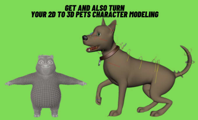 Gig Preview - Make 3d pets character modeling or turn pets 2d to 3d