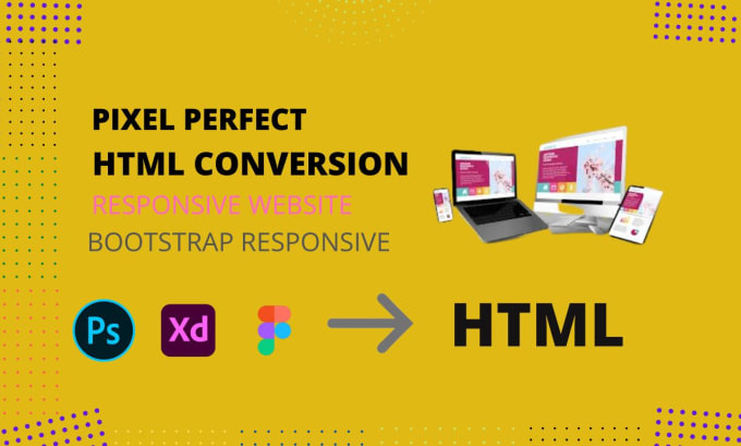 Gig Preview - Convert PSD figma xd to HTML CSS bootstrap responsive website