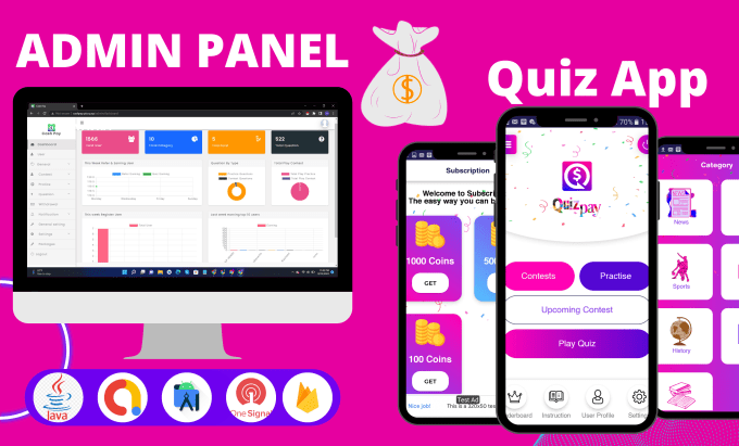 Gig Preview - Create quiz app with admin panel