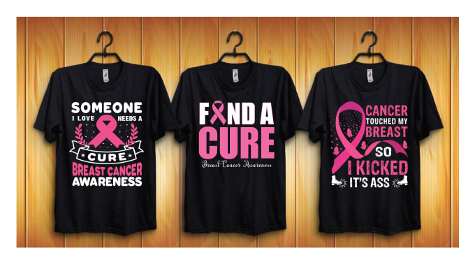 Gig Preview - Do breast cancer custom typography and bulk t shirt designs