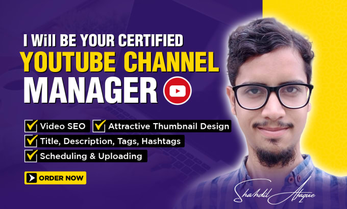 Gig Preview - Be your certified youtube channel manager for your videos