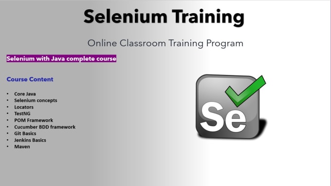 Gig Preview - Provide selenium with java and API testing training