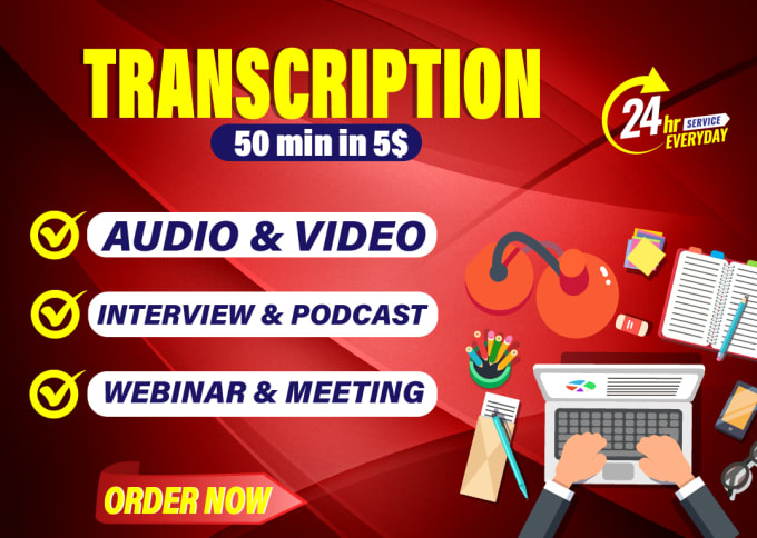 Gig Preview - Transcribe podcasts, audio, videos, interviews, youtube videos transcription