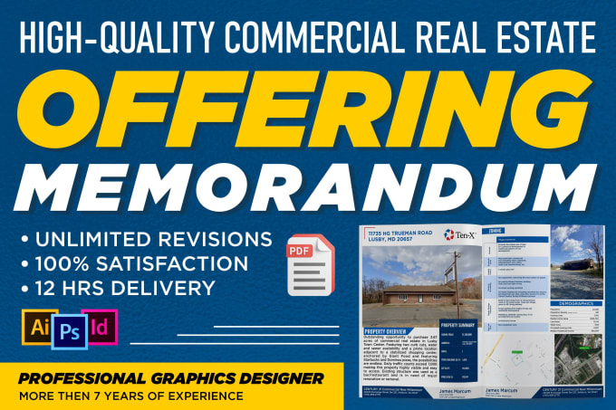 Gig Preview - Design or redesign commercial real estate, offering memorandum brochures, flyers