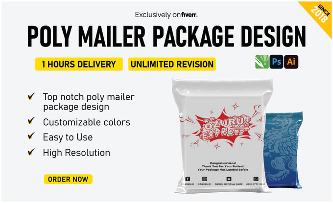 Gig Preview - Do poly mailer package, shipping or parcel bag design in 2hr