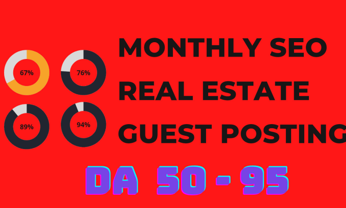 Gig Preview - Do monthly SEO package real estate guest posting high da blog post backlinks