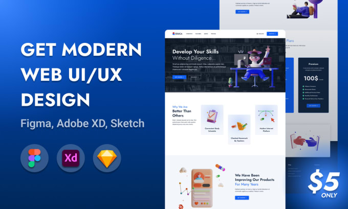 Gig Preview - Do UI UX web design in figma, xd, sketch