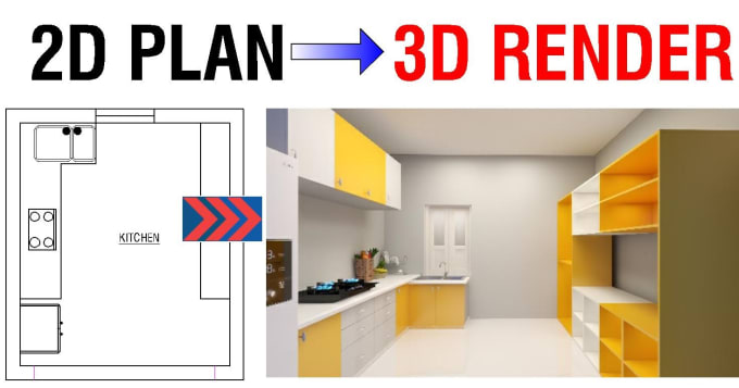 Gig Preview - Convert 2d floor plan to photo realistic 3d rendering