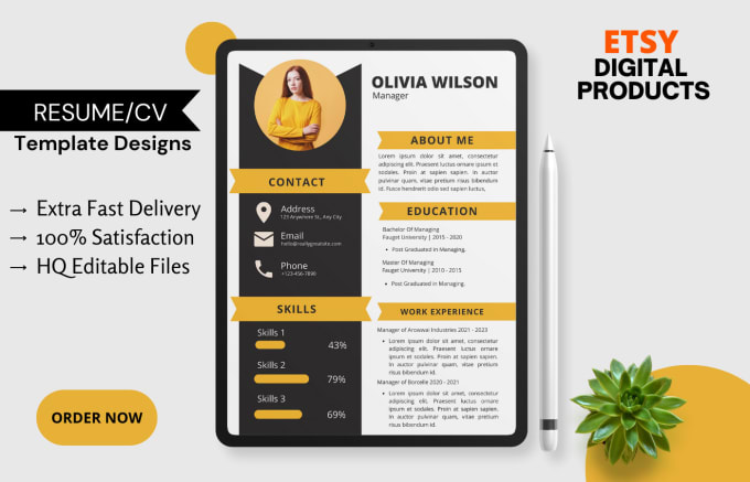 Gig Preview - Do canva resume templates for etsy digital products, cv templates