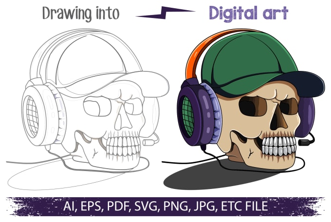 Gig Preview - Convert hand drawing sketch line art jpg into digital art logo ai eps PDF svg