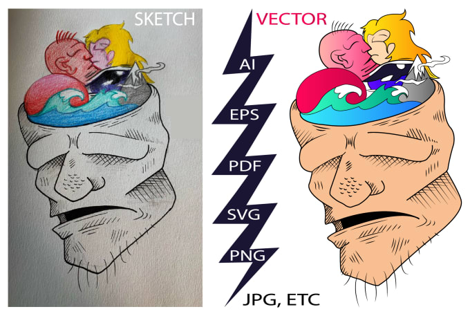 Gig Preview - Convert drawing and sketch into digital vector art redrawing image, ai, eps