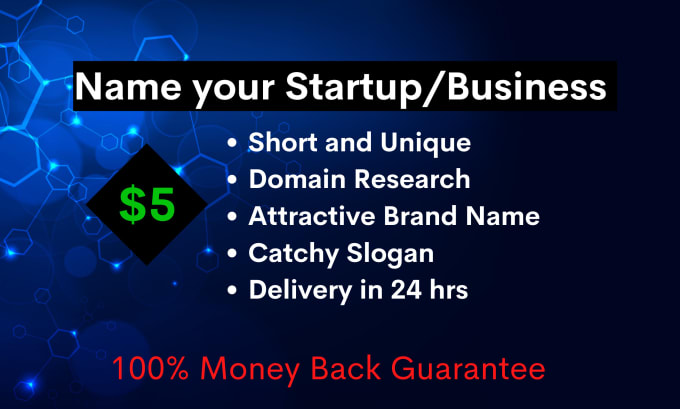 Gig Preview - Unique name and attractive slogan for your startup business