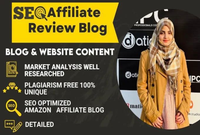 Gig Preview - Do seo copywriting website content affiliate review blog post amazon articles