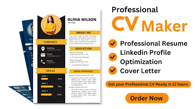 Gig Preview - Design a professional resume design or modern cv template