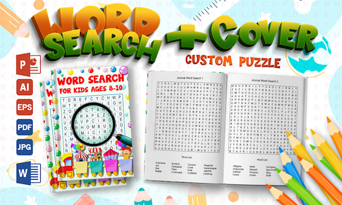 Gig Preview - Create custom niche base word search puzzle book  for amazon KDP in 24 hrs