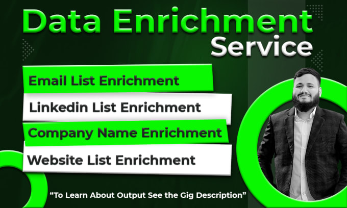 Gig Preview - Do data enrichment of emails, linkedin, company, website, bulk data enrichment