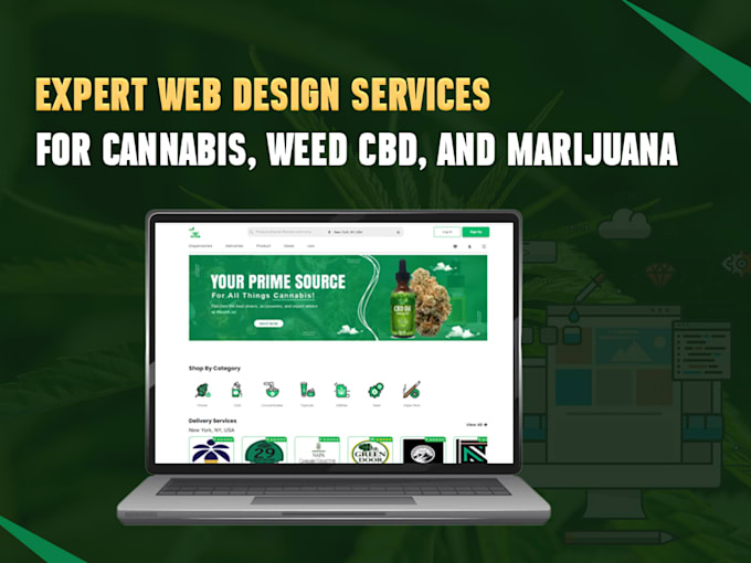 Gig Preview - Design a modern and SEO friendly cannabis, cbd, or weed website for your busines