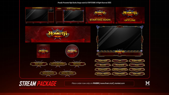 Gig Preview - Design fantasy overlay pack twitch,youtube,facebook stream