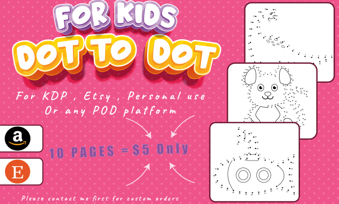 Gig Preview - Create connect the dots pages for kids for KDP etsy and any pod platform