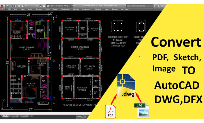 Gig Preview - Convert pdf, image, sketch to autocad drawing or dwg