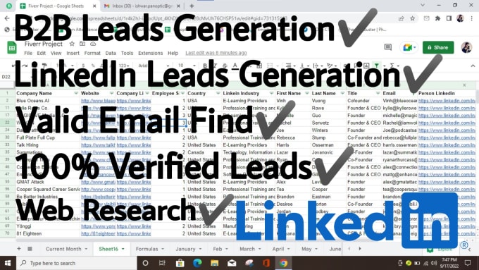 Gig Preview - Linkedin leads generation, b2b leads generation with emails