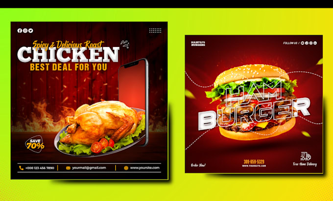 Gig Preview - Design food banners for social media