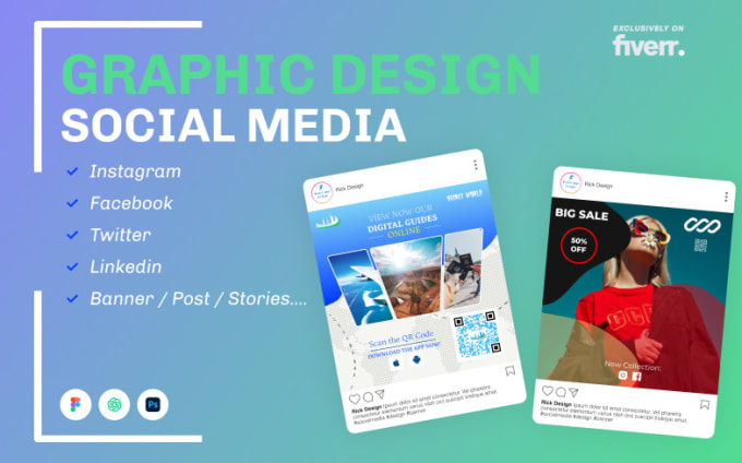 Gig Preview - Design banners, posts stories for social network