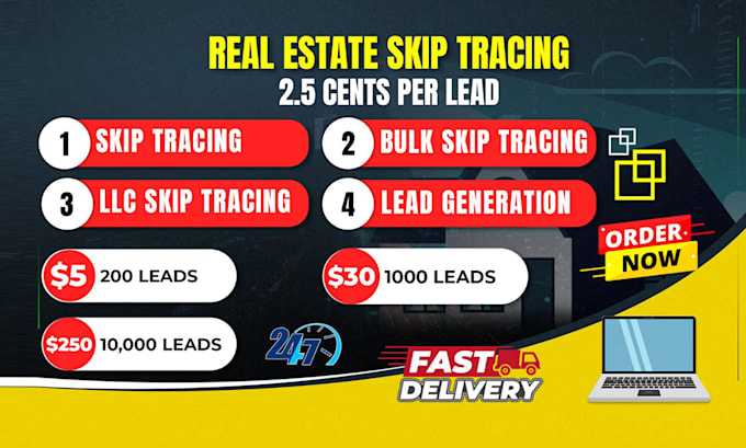 Gig Preview - Do skip tracing for real estate, bulk skip tracing llc  and lead generation