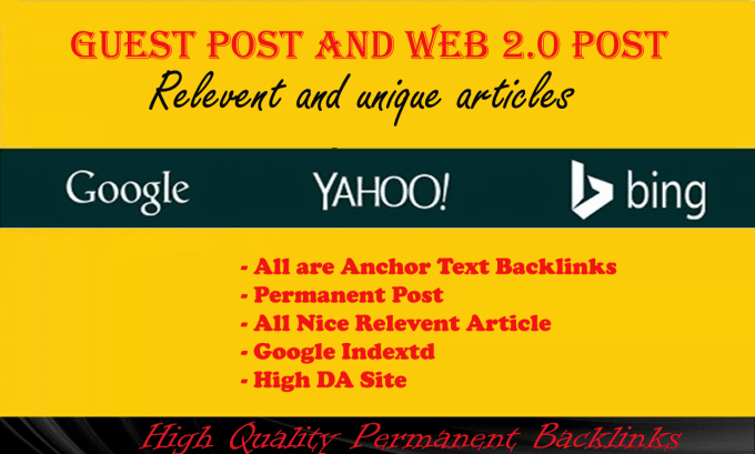 Gig Preview - Do guest post and web 2 0 backlinks for google ranking