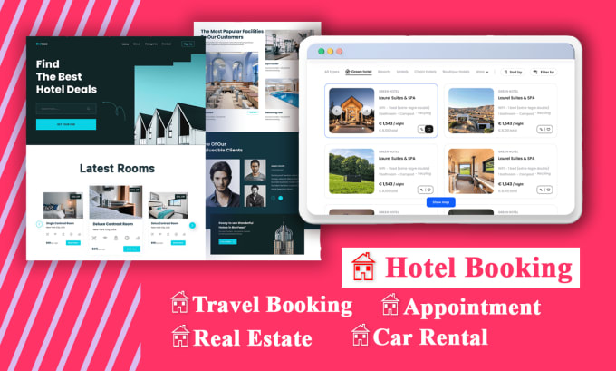 Gig Preview - Create hotel booking website and wordpress travel website