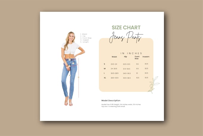 Gig Preview - Design an attractive size chart or size guide for you