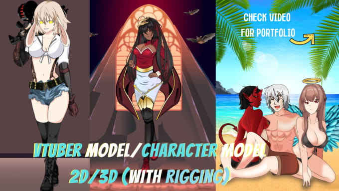 Gig Preview - Design and rig 2d or 3d vtuber vrchat model avatar and character modelling