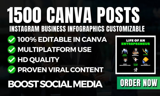 Gig Preview - Deliver 1500 business infographics templates for instagram