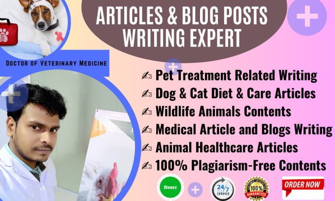 Gig Preview - Write authentic animal article and pet healthcare blog posts