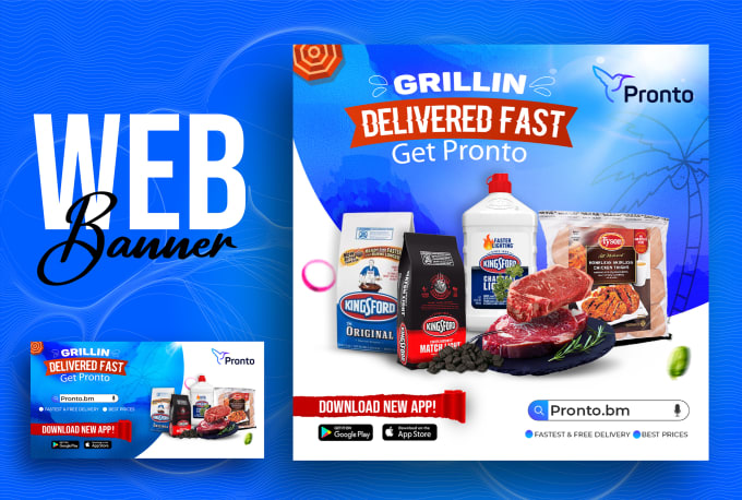 Gig Preview - Groceries engaging web banners design and google ads,slider or header