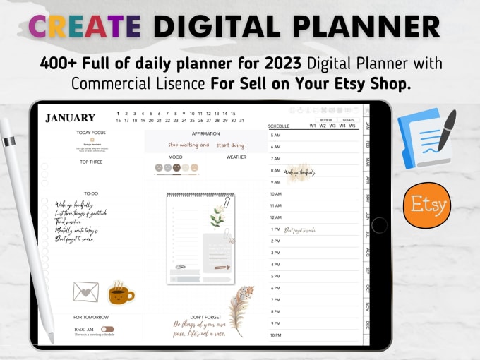 Gig Preview - Design digital planner as your request for etsy your shop