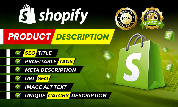 Gig Preview - Write SEO friendly shopify product descriptions for shopify dropshipping