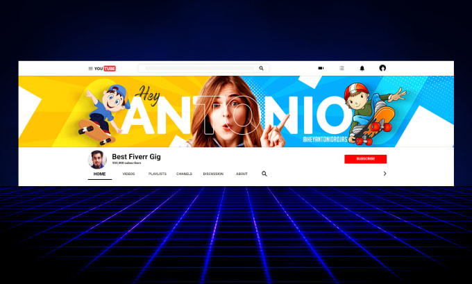 Gig Preview - Design an attractive youtube banner and logo within 24 hours