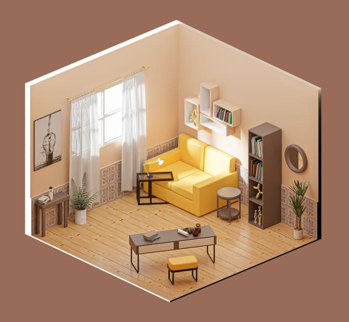 Bestseller - make a 3d isometric design of your room using blender