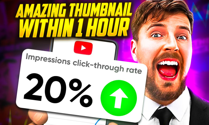 Gig Preview - Design viral clickbait youtube thumbnail within 1 hour