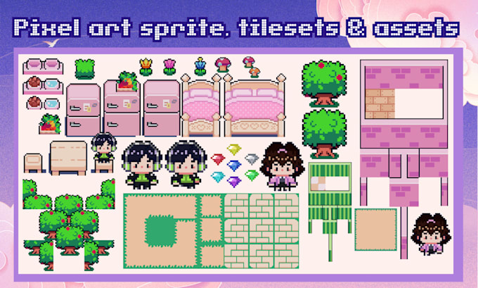 Gig Preview - Create pixel art characters, tilesets and assets