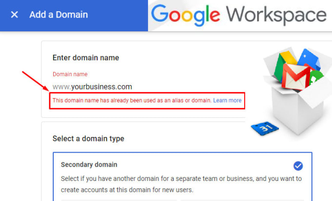 Gig Preview - Fix this domain is already in use error in google workspace