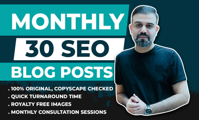 Gig Preview - Write 30 SEO blog posts monthly or bulk articles