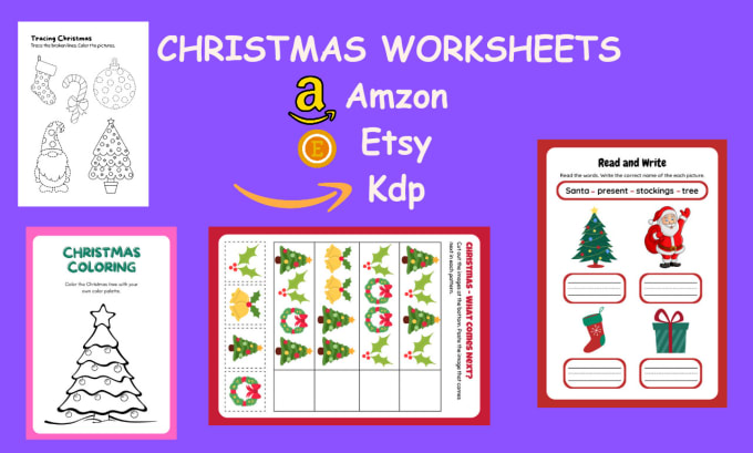 Gig Preview - Design christmas worksheets, coloring pages and christmas event cards for kids